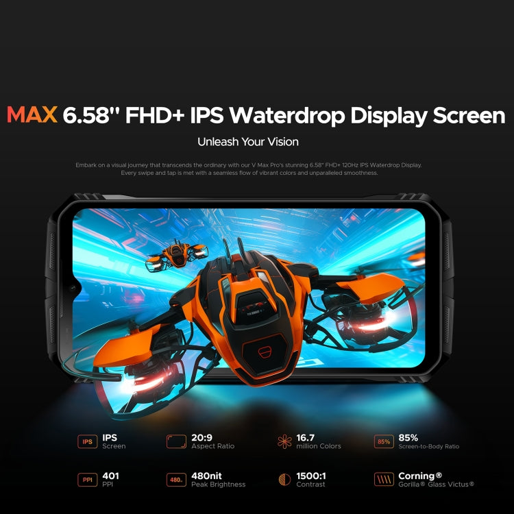 DOOGEE V Max Pro Rugged Phone, 12GB+512GB, 6.58 inch Android 14 Dimensity 7050 Octa Core 2.6GHz, Network: 5G, OTG, NFC (Black) - DOOGEE by DOOGEE | Online Shopping South Africa | PMC Jewellery | Buy Now Pay Later Mobicred