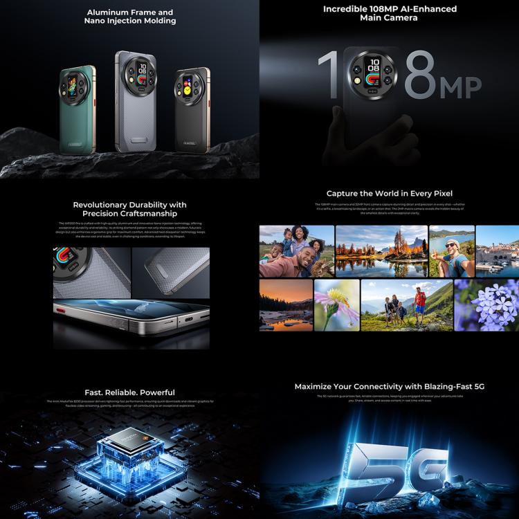 Oukitel WP200 Pro 5G Rugged Phone, 24GB+1TB, Screen Fingerprint, 6.7 inch Android 15.0 MTK Dimensity 8200 Octa-Core, NFC, OTG, Network: 5G (Grey) - free shipping - PMC TechLife - Order now!