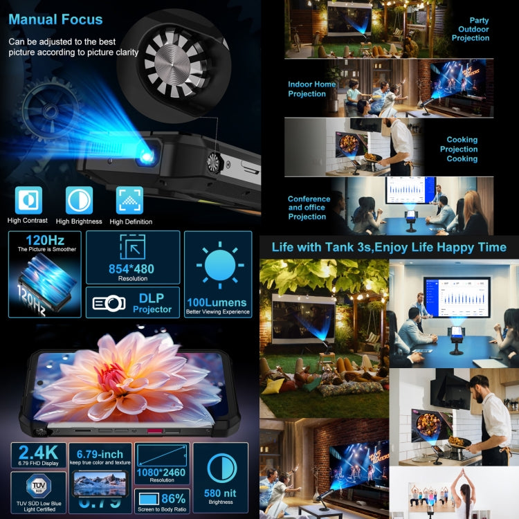 Unihertz 8849 Tank 3S Night Vision Projector Rugged Phone, 16GB+512GB, 6.79 inch Android 14 Dimensity 8200 Octa Core, Network: 5G (Black) - free shipping - PMC Jewellery - Order now!