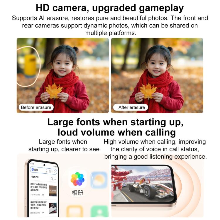 Honor Play 60m, 6GB+128GB, Side Fingerprint, 6.61 inch MagicOS 9.0 Dimensity 6300 Octa Core, Network: 5G, OTG (White) - free shipping - PMc TechLife - Order now!