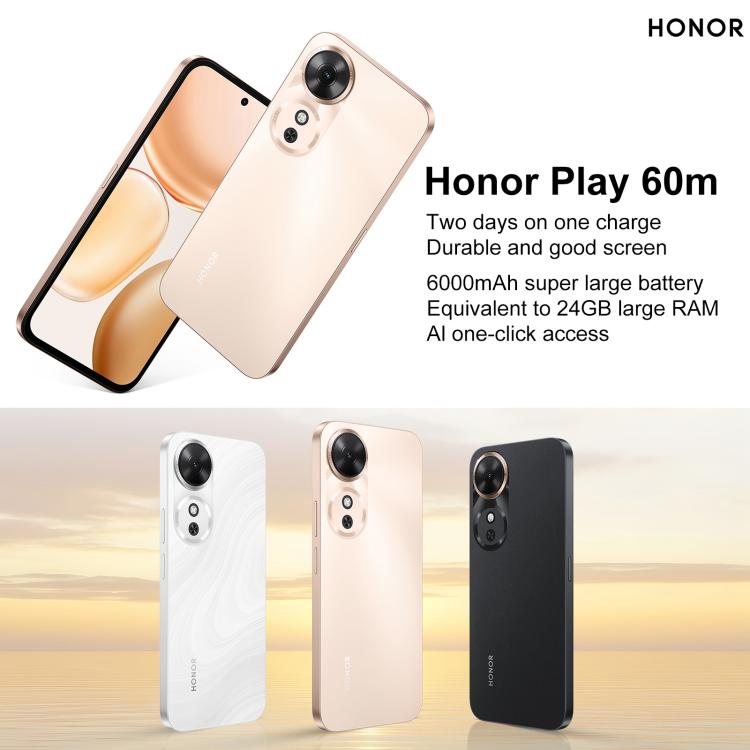 Honor Play 60m, 8GB+256GB, Side Fingerprint, 6.61 inch MagicOS 9.0 Dimensity 6300 Octa Core, Network: 5G, OTG (Black) - free shipping - PMc TechLife - Order now!