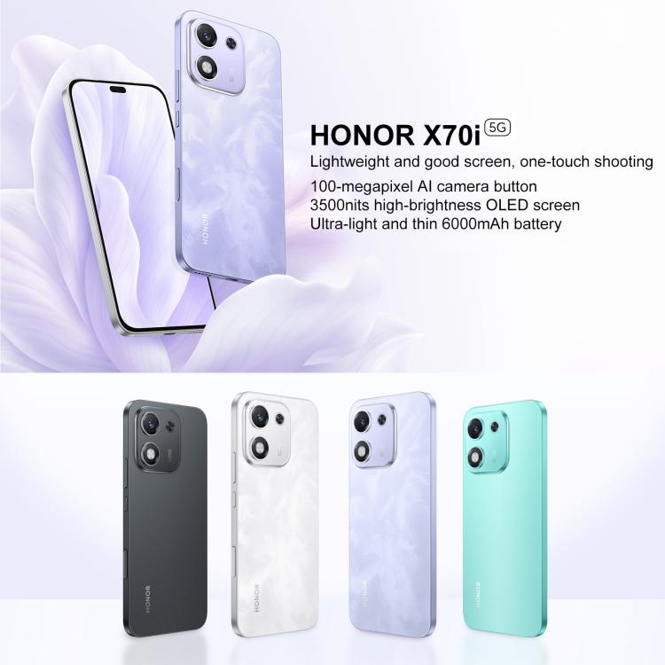 Honor X70i, 12GB+512GB, In-screen Fingerprint, 6.7 inch MagicOS 9.0 Android 15.0 Dimensity 7025 Ultra Octa Core, Network: 5G, OTG, NFC (White) - free shipping - PMc TechLife - Order now!