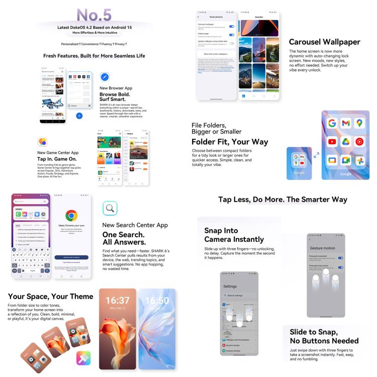 Blackview SHARK 6 5G, 8GB+128GB, 6.88 inch Android 15 Unisoc UMS9620 T8100 Octa Core, Network: 5G, NFC, OTG (Mint Green) - free shipping - PMC TechLife - Order now!