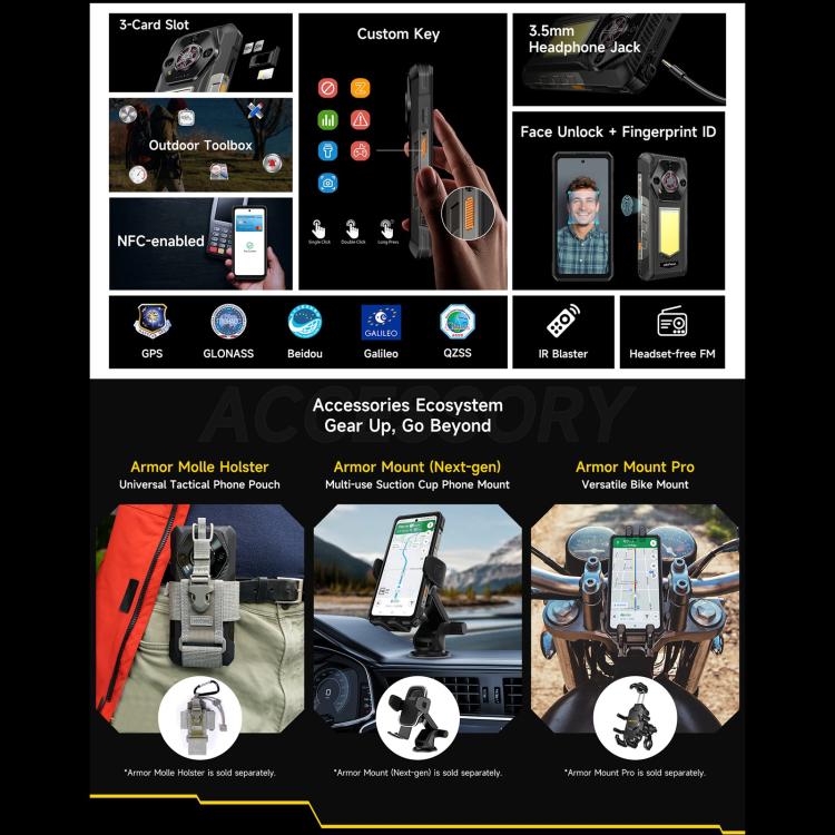 Ulefone Armor 30, 12GB+512GB, Night Vision, IP68/IP69K Rugged Phone, 6.95 inch Android 15 MediaTek Helio G100 Octa Core, Network: 4G, NFC, OTG (Black) - free shipping - PMC TechLife - Order now!