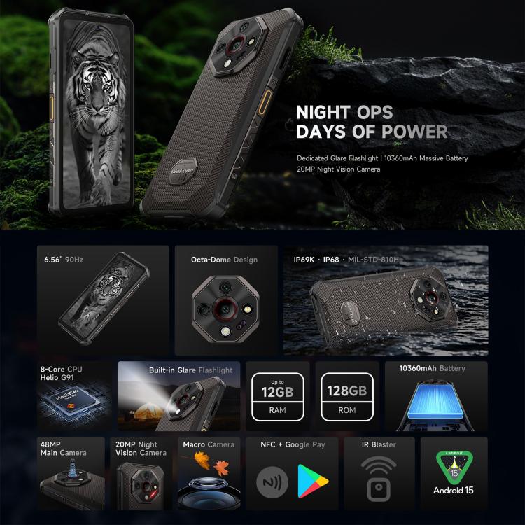 Ulefone Armor X16, 6GB+128GB, Night Vision, IP68/IP69K Rugged Phone, 6.56 inch Android 15 MediaTek Helio G91 Octa Core, Network: 4G, NFC, OTG (Sand Dune) - free shipping - PMC TechLife - Order now!