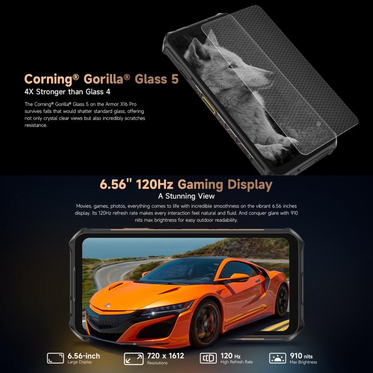 Ulefone Armor X16 Pro, 8GB+256GB, Night Vision, IP68/IP69K Rugged Phone, 6.56 inch Android 15 MediaTek Dimensity 6300 Octa Core, Network: 5G, NFC, OTG (Sand Dune) - free shipping - PMC TechLife - Order now!