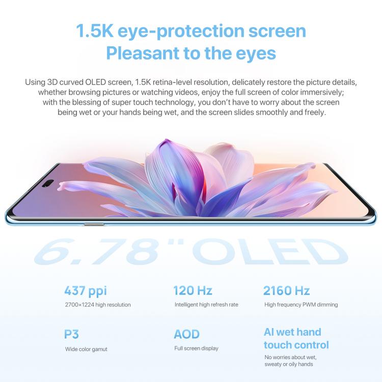 HUAWEI Enjoy 70X Vitality Edition, 8GB+512GB, Screen Fingerprint Identification, 6.78 inch HarmonyOS 4.2 Octa Core, OTG, Not Support Google Play (Blue) - free shipping - PMc TechLife - Order now!