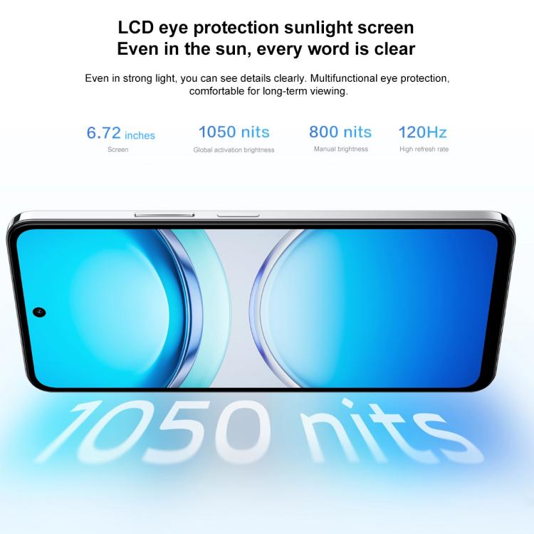 vivo Y300t, 8GB+128GB, Face ID / Side Fingerprint,  6.72 inch Android 15 OriginOS 5 Dimensity 7300 Octa Core, OTG, NFC, Network: 5G (Aqua Blue) - free shipping - PMc TechLife - Order now!