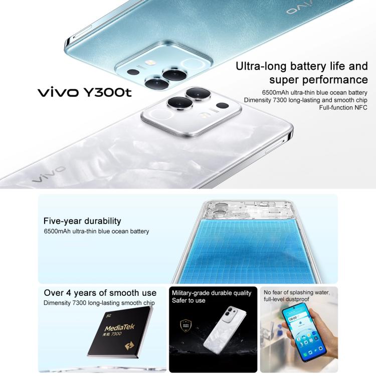 vivo Y300t, 12GB+256GB, Face ID / Side Fingerprint,  6.72 inch Android 15 OriginOS 5 Dimensity 7300 Octa Core, OTG, NFC, Network: 5G (Coffee) - free shipping - PMc TechLife - Order now!