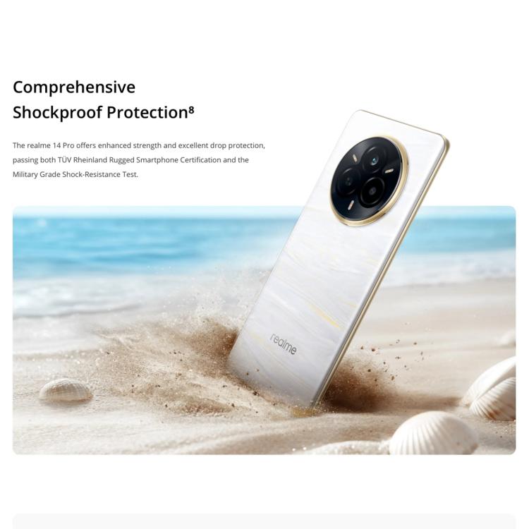 Realme 14 Pro, 16GB+256GB, Screen Fingerprint Identification, 6.77 inch Realme UI 6.0 Dimensity 7300 Octa Core, NFC, Network: 5G (White) - free shipping - PMc TechLife - Order now!