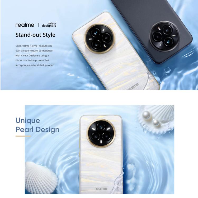 Realme 14 Pro+, 12GB+256GB, Screen Fingerprint Identification, 6.83 inch Realme UI 6.0 Snapdragon 7s Gen 3 Octa Core, NFC, Network: 5G (White) - free shipping - PMc TechLife - Order now!