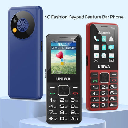 UNIWA V2000 Elder Keypad Phone, 2.4 inch Unisoc T107, 1700mAh Battery, LED Flashlight, SOS, Network: 4G, EU Plug (Black) - UNIWA by UNIWA | Online Shopping South Africa | PMC Jewellery | Buy Now Pay Later Mobicred