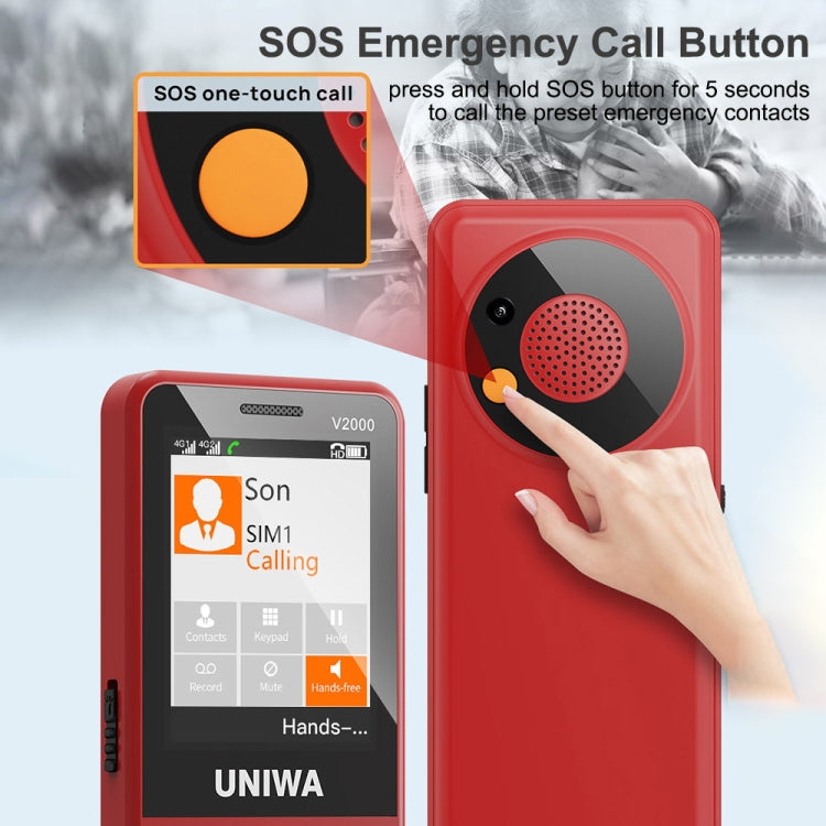 UNIWA V2000 Elder Keypad Phone, 2.4 inch Unisoc T107, 1700mAh Battery, LED Flashlight, SOS, Network: 4G, AU Plug (Black) - UNIWA by UNIWA | Online Shopping South Africa | PMC Jewellery | Buy Now Pay Later Mobicred