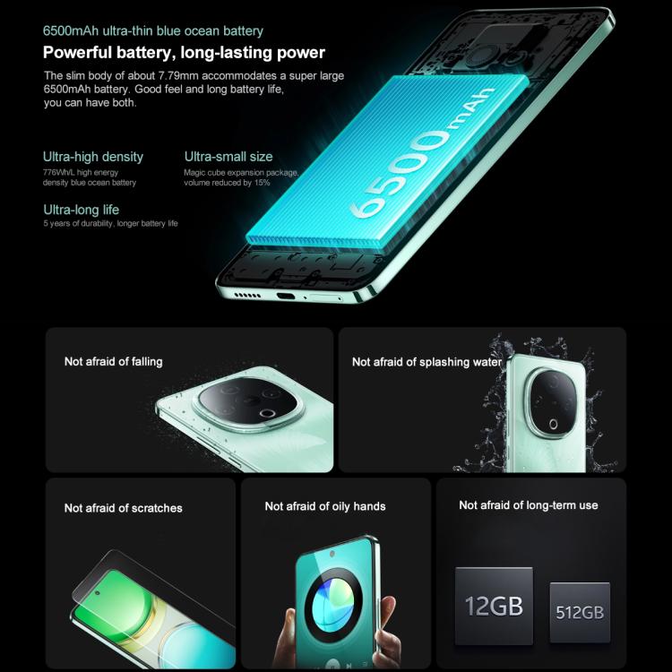 vivo Y300, 12GB+256GB, Face ID / Screen Fingerprint Identification, 6.77 inch Android 15 OriginOS 5 Dimensity 6300 Octa Core, OTG, Network: 5G (Black) - free shipping - PMc TechLife - Order now!