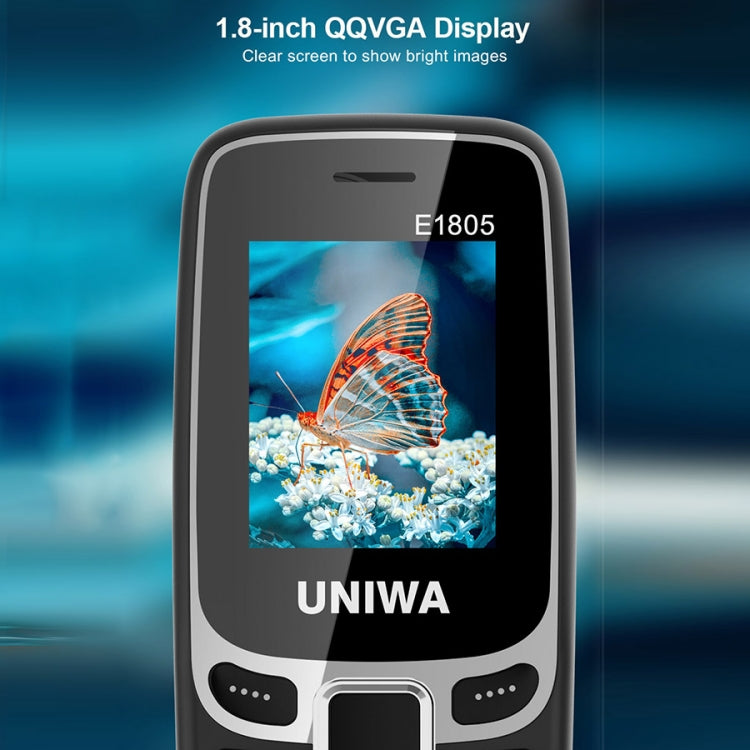 UNIWA E1805, 1.77 inch, SC6531E, 21 Keys, Support Bluetooth, Torch, FM, MP3, MP4, GSM, Dual SIM (Black) - UNIWA by UNIWA | Online Shopping South Africa | PMC Jewellery | Buy Now Pay Later Mobicred