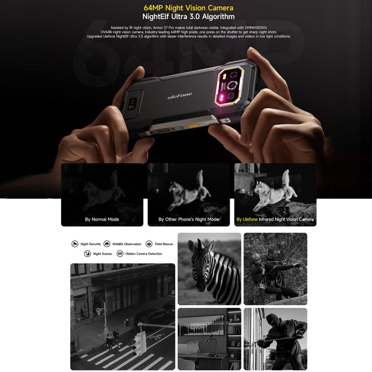 Ulefone Armor 27 Pro Rugged Phone, 12GB+256GB, Night Vision, 10600mAh, 6.78 inch Android 14 MediaTek Dimensity 6300 Octa Core, Network: 5G, NFC (Black) - free shipping - PMC TechLife - Order now!