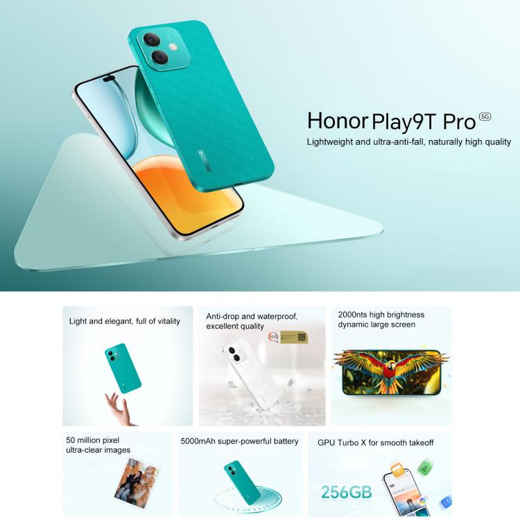 Honor Play9T Pro, 8GB+256GB, Screen Fingerprint, 6.7 inch MagicOS 8.0 Android 14.0 Dimensity 6080 Octa Core, Network: 5G, OTG, Not Support Google Play (White) - free shipping - PMc TechLife - Order now!
