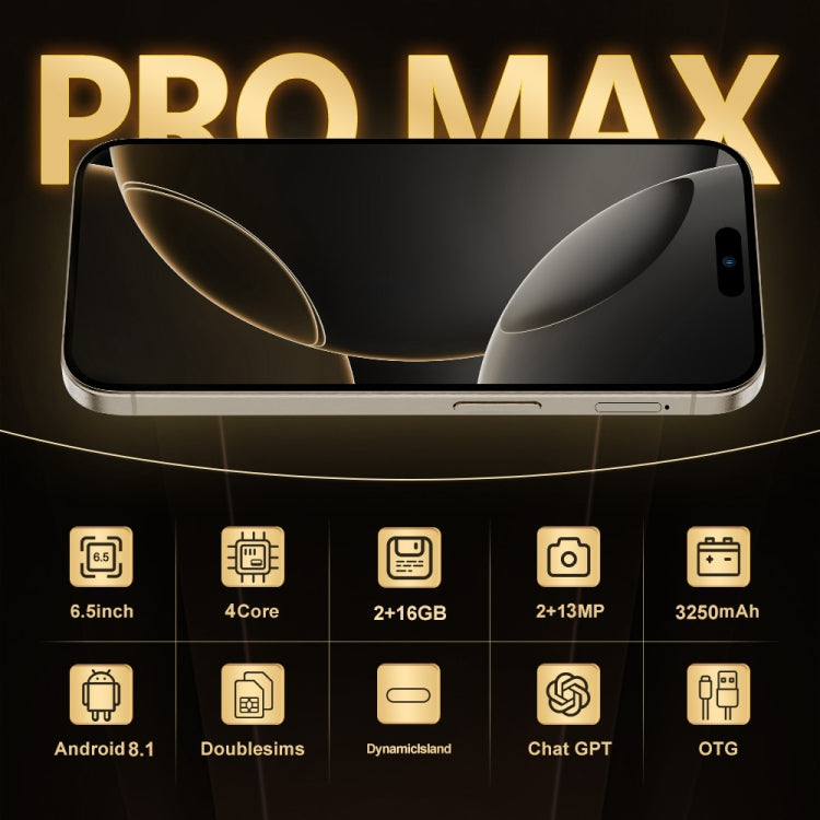 i16 Pro Max / Q5, 2GB+16GB, 6.5 inch Screen, Face Identification, Android 8.1 MTK6580P Quad Core, Network: 3G, Dual SIM, AU Plug (Gold) -  by PMC Jewellery | Online Shopping South Africa | PMC Jewellery | Buy Now Pay Later Mobicred