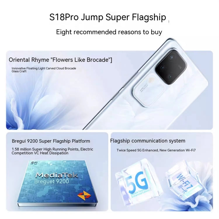 vivo S18 Pro, Triple Back Cameras, 12GB+512GB, Face ID Screen Fingerprint Identification, 6.78 inch Android 14.0 OriginOS 4 Dimensity 9200+ Octa Core 3.35GHz, OTG, NFC, Network: 5G, Support Google Play (Black) - free shipping - PMc TechLife - Order now!