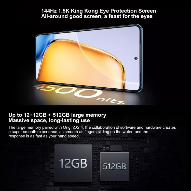 vivo Y200 GT, Dual Back Cameras, 12GB+512GB, Face ID Screen Fingerprint Identification, 6.78 inch Android 14.0 OriginOS 4 Snapdragon 7 Gen 3 Octa Core 2.63GHz, OTG, NFC, Network: 5G, Support Google Play (Blue) - free shipping - PMC Jewellery - Order now!