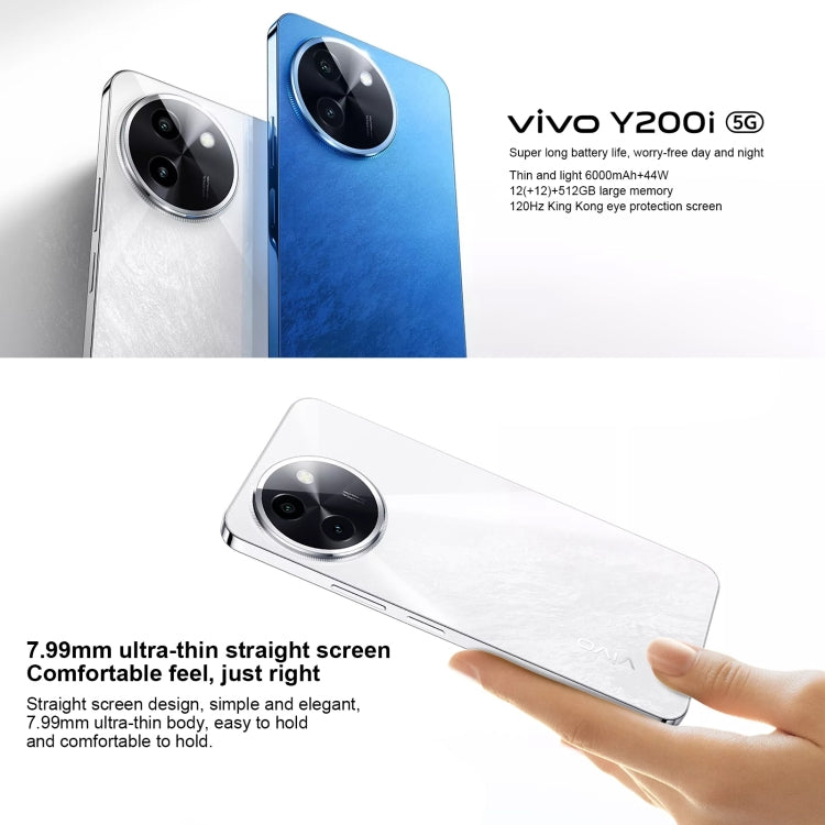 vivo Y200i, Dual Back Cameras, 12GB+256GB, Face ID Screen Fingerprint Identification, 6.72 inch Android 14.0 OriginOS 4 Snapdragon 4 Gen 2 Octa Core 2.2GHz, OTG, Network: 5G, Support Google Play (White) - vivo by vivo | Online Shopping South Africa | PMC Jewellery | Buy Now Pay Later Mobicred