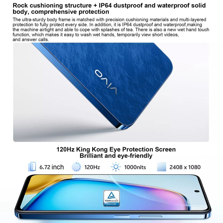 vivo Y200i, Dual Back Cameras, 12GB+256GB, Face ID Screen Fingerprint Identification, 6.72 inch Android 14.0 OriginOS 4 Snapdragon 4 Gen 2 Octa Core 2.2GHz, OTG, Network: 5G, Support Google Play (White) - free shipping - PMC Jewellery - Order now!