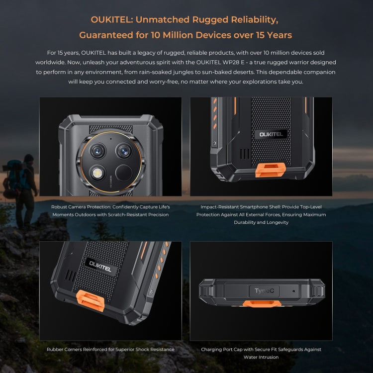 [HK Warehouse] Oukitel WP28 E IP68/IP69K Rugged Phone, 4GB+64GB, 6.52 inch Unisoc T606 Octa-core, NFC, OTG, Network: 4G (Orange) - Other by OUKITEL | Online Shopping South Africa | PMC Jewellery | Buy Now Pay Later Mobicred