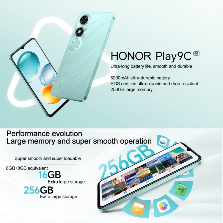 Honor Play9C 5G, 6GB+128GB, Side Fingerprint, 6.56 inch MagicOS 8.0 Dimensity 6100+ Octa Core, Network: 5G, OTG, Not Support Google Play (Blue) - free shipping - PMC Jewellery - Order now!