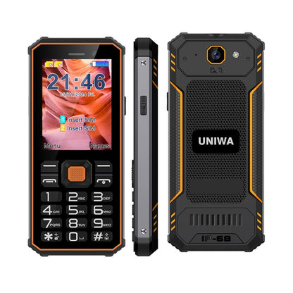 UNIWA S2 IP68 Rugged Keypad Phone, 2.4 inch Mediatek MT6261, 2500mAh Battery, 21 Keys, Network: 2G (Black+Orange) - UNIWA by UNIWA | Online Shopping South Africa | PMC Jewellery | Buy Now Pay Later Mobicred