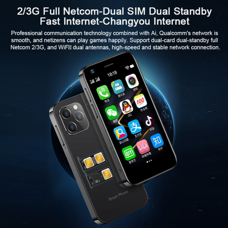 SOYES XS12, 2GB+16GB, Face Recognition, 3.0 inch Android 9.0 MTK6737M Quad Core up to 1.1GHz, Bluetooth, WiFi, FM, Network: 4G, Dual SIM(Black) - free shipping - PMc TechLife - Order now!