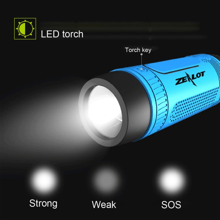 Zealot S1 Multifunctional Outdoor Waterproof Bluetooth Speaker, 4000mAh Battery, For iPhone, Galaxy, Sony, Lenovo, HTC, Huawei, Google, LG, Xiaomi, other Smartphones(Blue) - free shipping - PMC Jewellery - Order now!