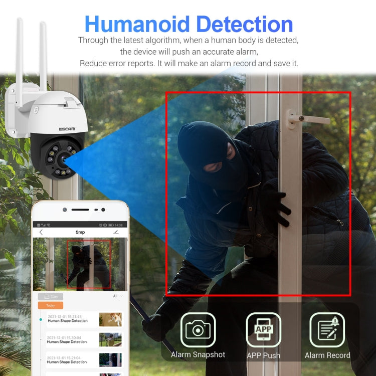 ESCAM QF558 5.0MP HD 5X Zoom Wireless IP Camera, Support Humanoid Detection, Night Vision, Two Way Audio, TF Card, EU Plug - Wireless Camera by ESCAM | Online Shopping South Africa | PMC Jewellery