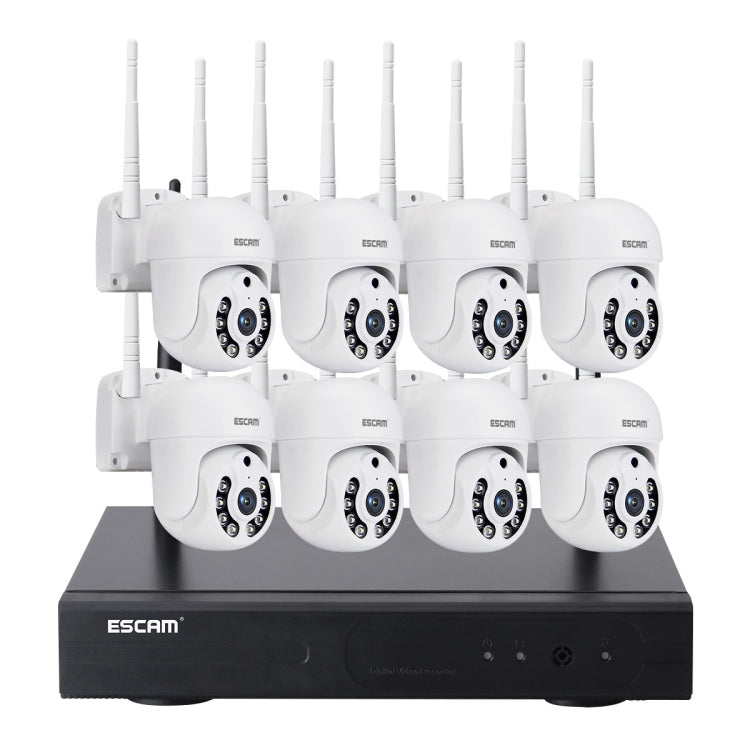 ESCAM WNK718 HD 3.0 Million Pixels 8-channel Wireless + 8IPC Wireless NVR Security System, EU Plug - free shipping - PMC TechLife - Order now!