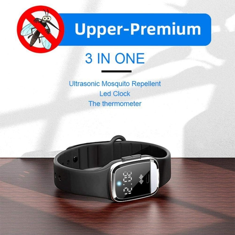 M20 Outdoor Ultrasonic Wave Mosquito Repellent Wristband with Clock & Body Temperature Test(White) - Repellent Wristband by PMC TechLife | Online Shopping South Africa | PMC TechLife | Buy Now Pay Later Mobicred