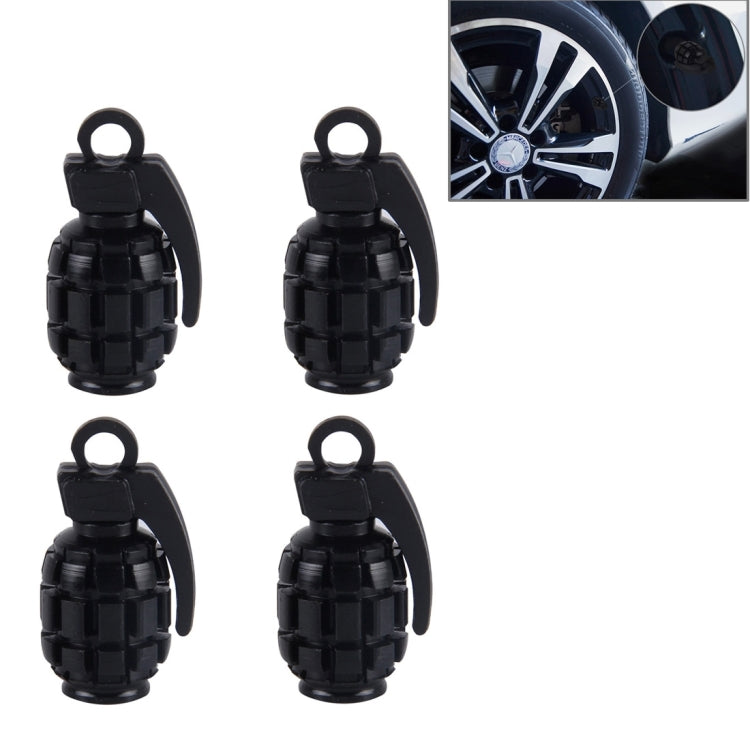 4 PCS Universal Grenade Shaped Car Tire Valve Caps(Black) - Tire Valve Caps by PMC Jewellery | Online Shopping South Africa | PMC Jewellery