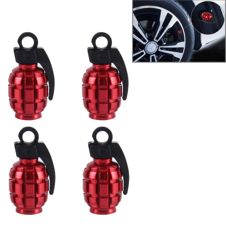 4 PCS Universal Grenade Shaped Car Tire Valve Caps(Red) - Tire Valve Caps by PMC Jewellery | Online Shopping South Africa | PMC Jewellery