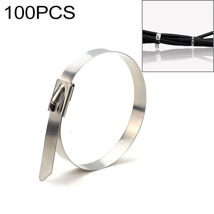 100 PCS 4.6x100mm Stainless Steel Metal Cable Ties Tie Zip Wrap Exhaust Heat Straps Induction Pipe - Clamps by PMC TechLife | Online Shopping South Africa | PMC TechLife