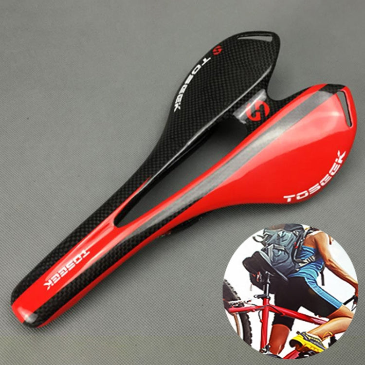TOSEEK Road Bike Carbon Fiber Seat Bicycle Hollow Seat Saddle, 3K Texture + Light (Red) - free shipping - PMC TechLife - Order now!