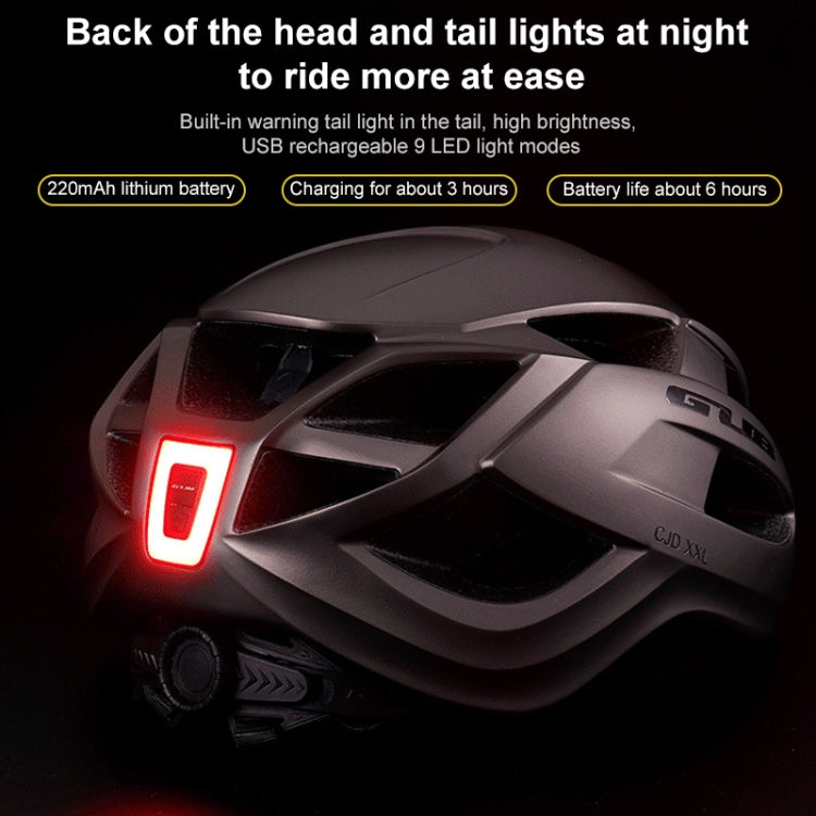 GUB CJD Integrally-Molded Bicycle Goggles Helmet With Tail Light(Titanium Color) - Protective Helmet & Masks by GUB | Online Shopping South Africa | PMC Jewellery | Buy Now Pay Later Mobicred