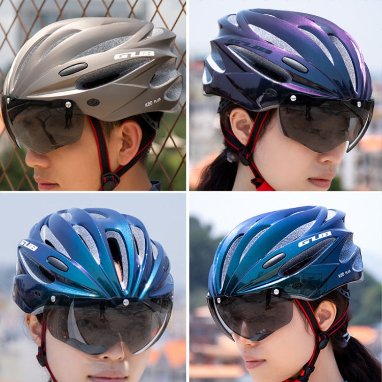GUB K80 Plus Bike Helmet With Visor And Goggles(Gradient Blue) - Protective Helmet & Masks by GUB | Online Shopping South Africa | PMC Jewellery | Buy Now Pay Later Mobicred