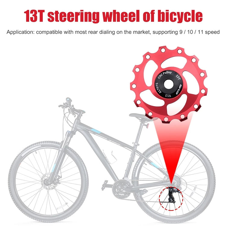 GUB V13 13T Bicycle Rear Derailleur Jockey Wheel (Black Red) - free shipping - PMc TechLife - Order now!