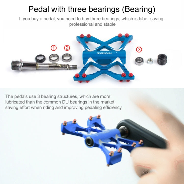 PROMEND PD-M56 1 Pair Mountain Bicycle Aluminum Alloy 3-Bearings Pedals (Red) - free shipping - PMc TechLife - Order now!