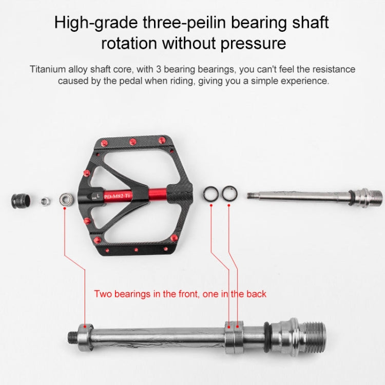 PROMEND PD-M82-TI 1 Pair Mountain Bicycle Titanium Alloy Shaft 3-Bearings Wide Pedals (Red) - free shipping - PMc TechLife - Order now!