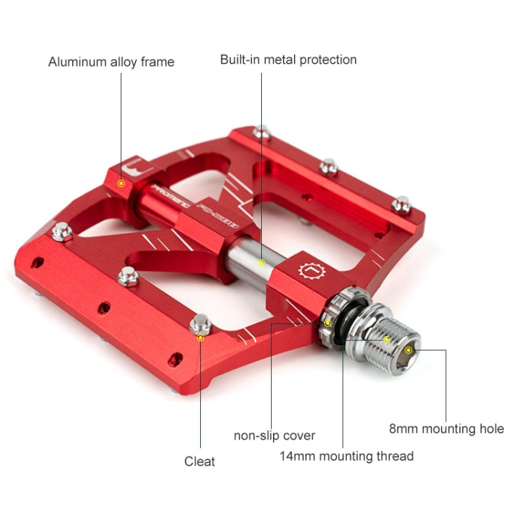 PROMEND PD-M88 1 Pair Mountain Bicycle Aluminum Alloy 3-Bearings Pedals (Red) - free shipping - PMc TechLife - Order now!