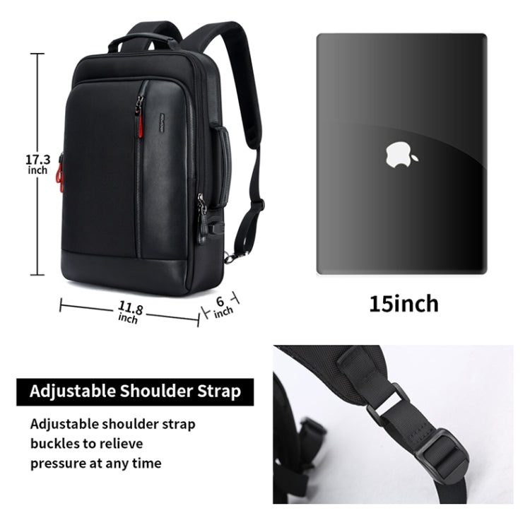 Bopai 751-006641 Large Capacity Business Fashion Breathable Laptop Backpack with External USB Interface, Size: 30 x 15 x 44cm(Black) - Backpack by Bopai | Online Shopping South Africa | PMC Jewellery | Buy Now Pay Later Mobicred