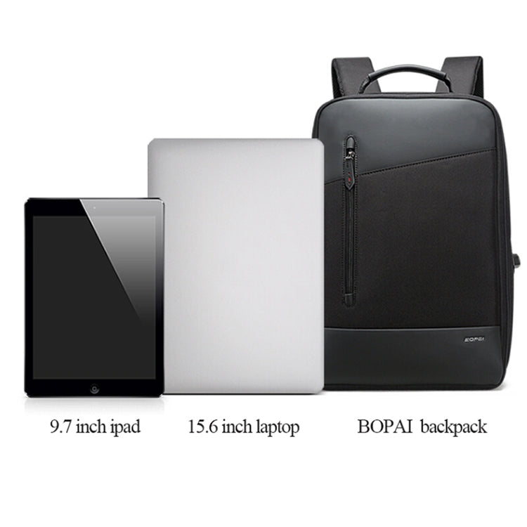 Bopai 851-009911 Business Anti-theft Waterproof Large Capacity Double Shoulder Bag,with USB Charging Port, Size: 30.5x13x45cm (Black) - free shipping - PMC Jewellery - Order now!