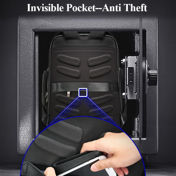 Bopai 851-019811 Large Capacity Anti-theft Waterproof Leathar Backpack Laptop Tablet Bag for 15.6 inch and Below, with USB Charging Port(Black) - free shipping - PMC TechLife - Order now!