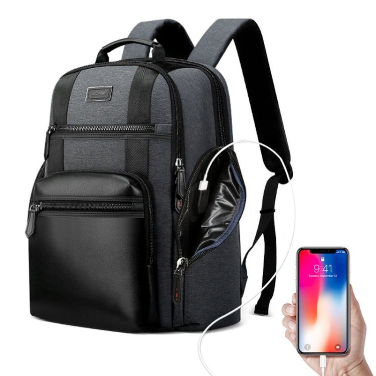 Bopai 851-014318 Fashion Outdoor Breathable Waterproof Anti-theft Three-layer Large Capacity Double Shoulder Bag,with USB Charging Port, Size: 31x17x44cm(Grey) - free shipping - PMC Jewellery - Order now!