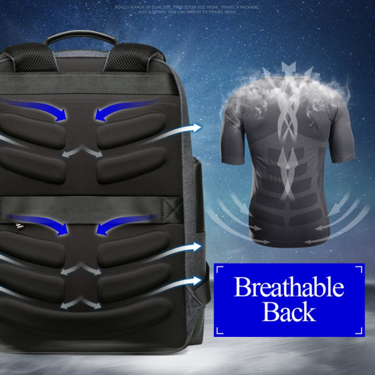 Bopai 851-014318 Fashion Outdoor Breathable Waterproof Anti-theft Three-layer Large Capacity Double Shoulder Bag,with USB Charging Port, Size: 31x17x44cm(Grey) - free shipping - PMC Jewellery - Order now!