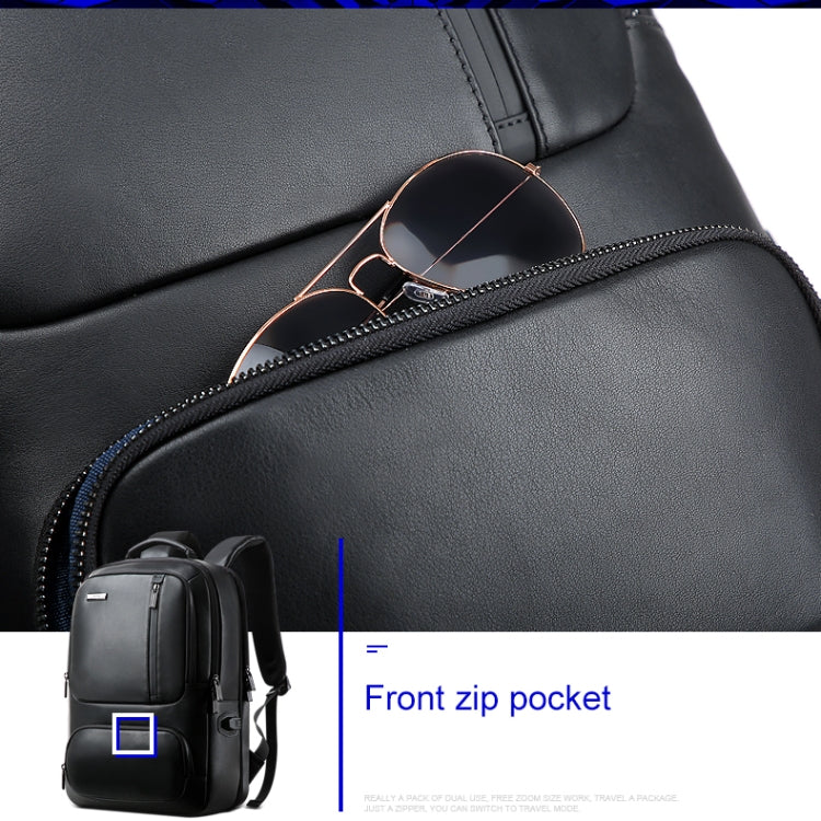 Bopai 851-023911 Top-grain Leather Business Breathable Anti-theft Man Backpack, Size: 28x18x42cm(Black) - free shipping - PMC Jewellery - Order now!